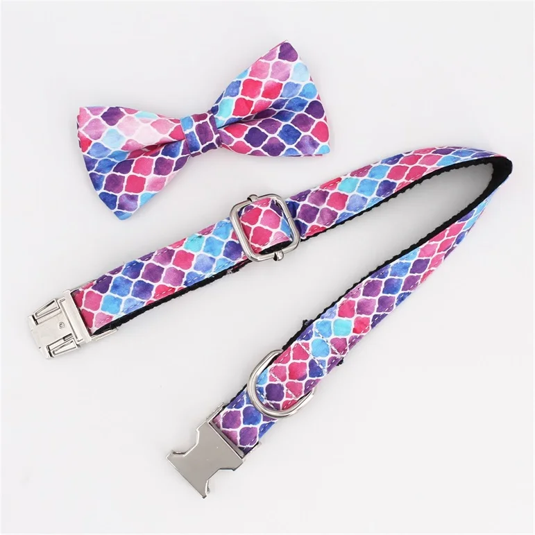 collar bow Фиолетовый собачий ошейник с бантом, поводок и бандана, наборы для домашних животных, свадебные аксессуары для собак - Цвет: collar bow