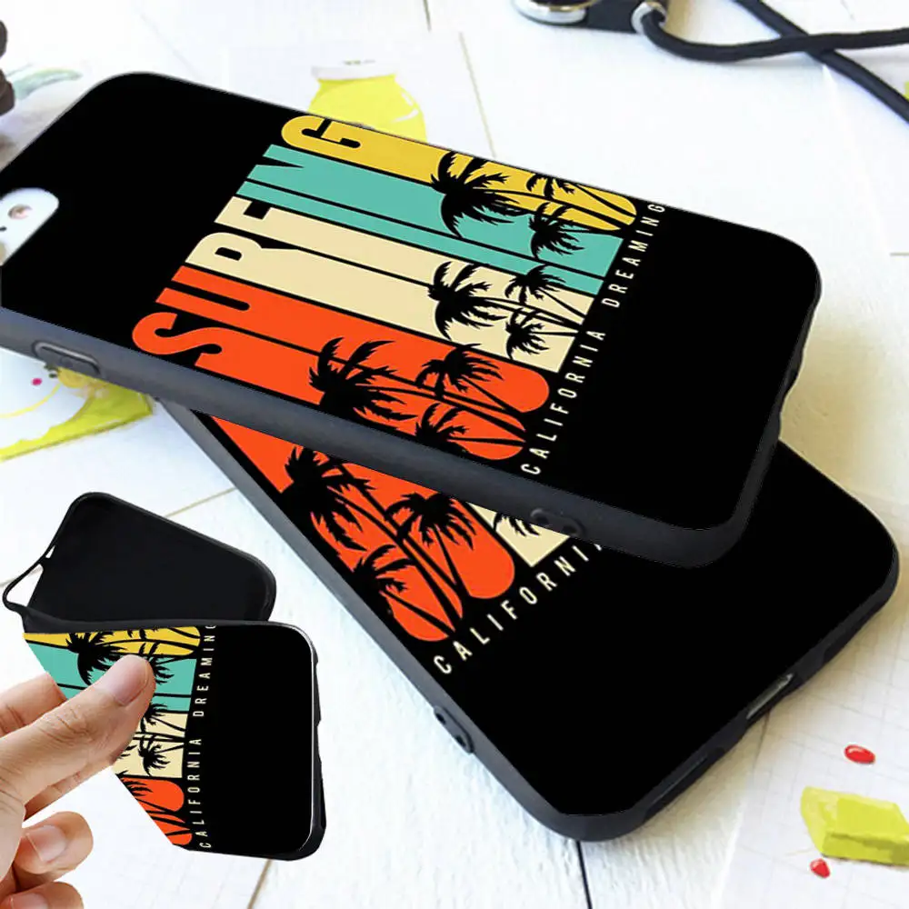 Phone Cover For iphone 7 7plus 8 8plus X Surfing California Case 5S XR XS Max SE 6 s 6S Plus TPU Cases | Мобильные телефоны и