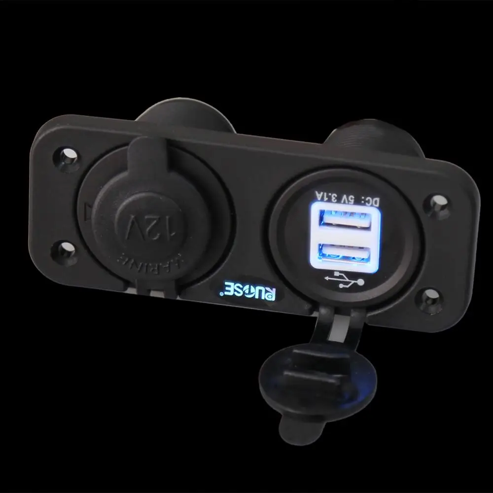 Dual USB Зарядное устройство гнездо для крепления морской с проводами 12 вольт