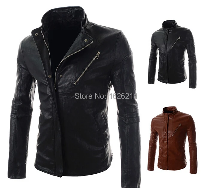 New men leahter jackets casual slim fit long sleeve black leather jacket cardigan coat outwear men's clothing clothe ghgh | Мужская