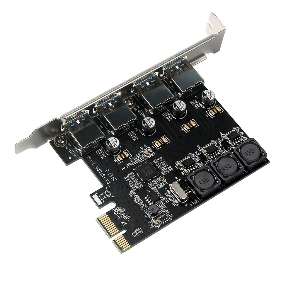 PCI E к USB 3 0 4 порта 1X плата расширения 6A разъем питания для настольных компьютеров