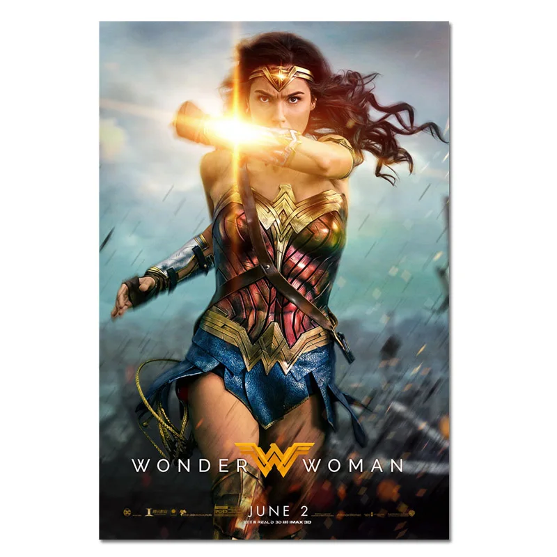 Wonder Woman плакат Gal Gadot постеры и принты героини шелковые художественные картины декор для спальни 20x30 дюймов без рамки - Цвет: E