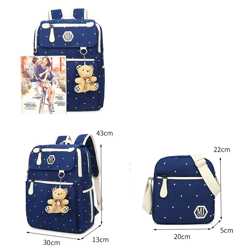

Women Canvas 4Pcs/set School Backpacks College Schoolbag Fashion Plecak for Teenager Girl And Boys Rucksack Moclila Shoulder Bag