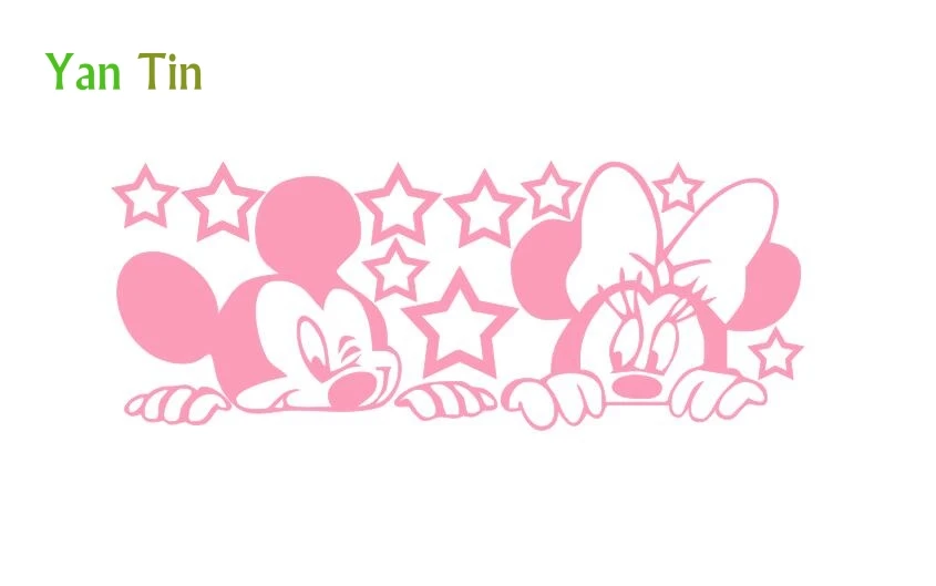 Soft Pink Мультфильм Микки Маус и Минни настенные Стикеры для детской комнаты полые звезды украшения художественная Фреска самоклеющиеся звезды обои - Цвет: Soft Pink