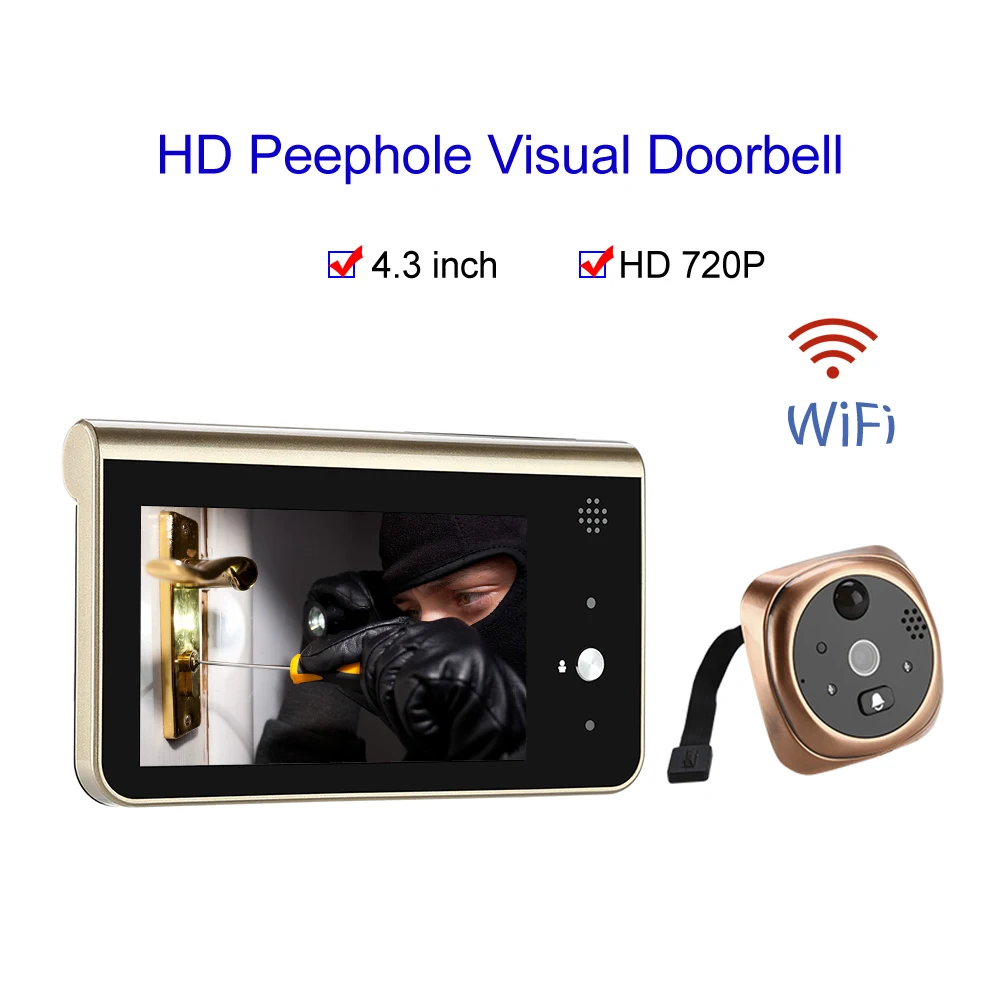 Дверной звонок камера беспроводной 4 3 &quotмонитор видео глазок приложение