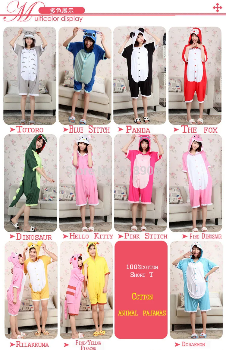 Пижама с героями мультфильмов 100% хлопок пижама Тоторо Пикачу Hello Kitty дораемон