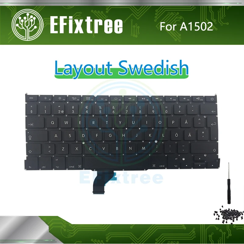 

New A1502 Keyboard Swedish For Macbook Pro Retina 13" A1502 Layout Backlight Screw Screwdriver 2013-2015 EMC 2678 2875 2835