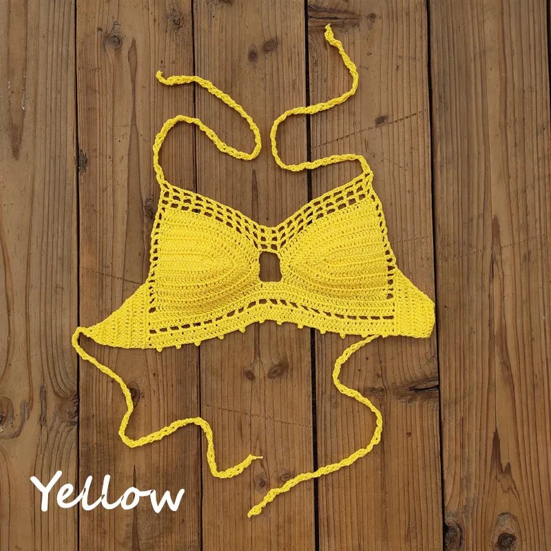 Пляжная одежда в стиле бохо 10 цветов укороченный топ бикини ручной вязки сексуальный бюстгальтер с вырезами