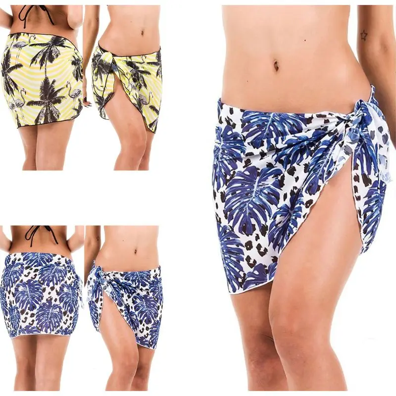 Женская летняя Солнцезащитная шифоновая юбка саронг богемная цветная