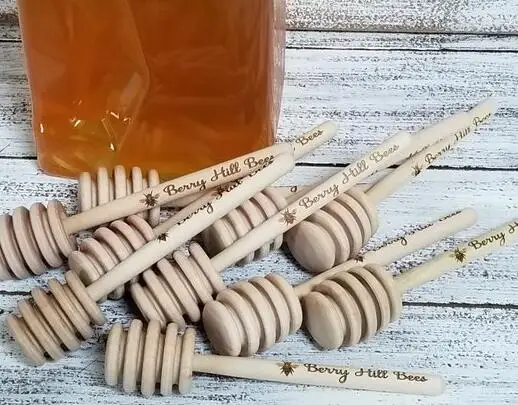 

50pcs personalize engraved Wedding thank you Wooden honey dippers, birthday Housewarming honey stirrers party favors gifts