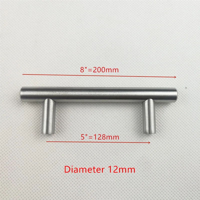 12 8inch hole 128mm Диаметр 12 мм Нержавеющая сталь матовая золотая ручка дверца кухонного шкафа Т-образная ручка "~ 24" - Цвет: 12 8inch hole 128mm