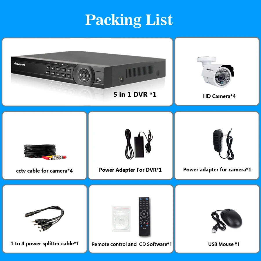 4 канальная система видеонаблюдения 1080P HDMI 1080N 5 в 1 AHD CCTV DVR шт. 0 МП уличная