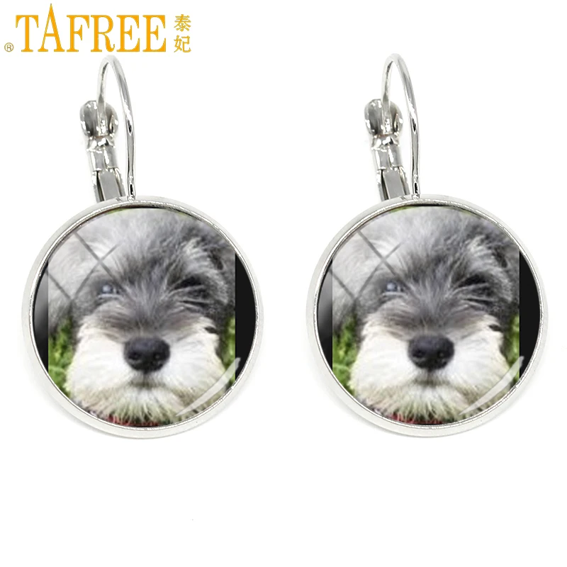 Новые модные женские серьги-клипсы TAFREE с фотографией шнауцера пуделя круга корги