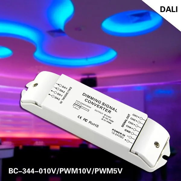 

DALI signal converter, inputs standard DALI signal AC85V-AC265V input dali to 10V pwm 4 channels dimming signal converter