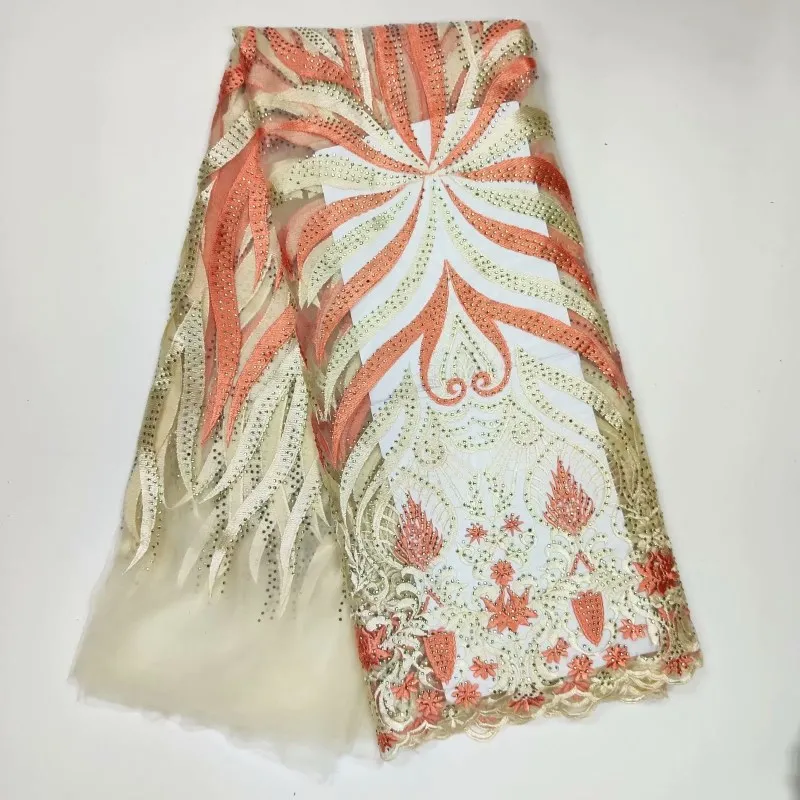 Wholesale price african lace fabric for red color french with stones latest tulle FF5-8 | Дом и сад