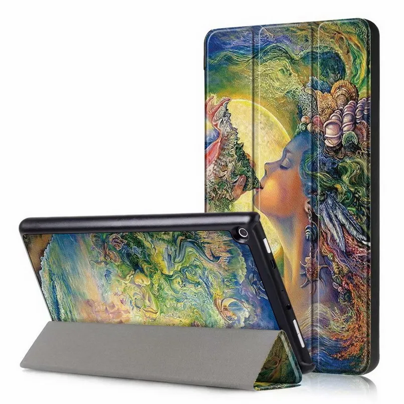 Painted 5 Чехол для Amazon Kindle Fire HD 8 искусственная кожа авто-сон/Пробуждение Магнитный чехол для Amazon Fire HD8 Чехлы для планшетов+ подарок - Цвет: Painted 5