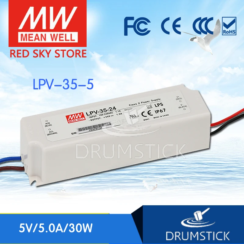MEAN WELL LPV 35 5 в 5A meanwell 30 Вт одиночный выход Индикатор импульсный источник