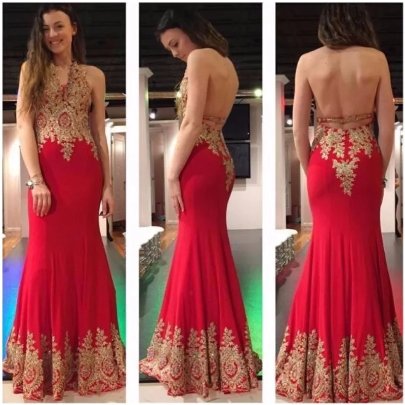 Сексуальная Спинки Вечерние Платья Длинные 2017 Новый Красный Русалка Торжеств и