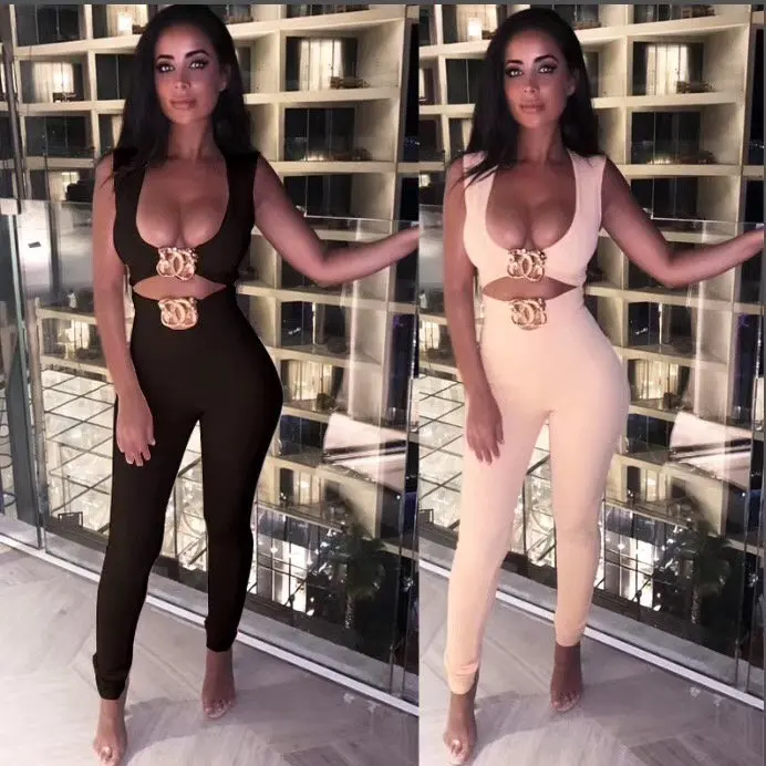 KLEEZY Bodycon повязку без бретелек комбинезон выдалбливают Для женщин 2019 лето взлетно