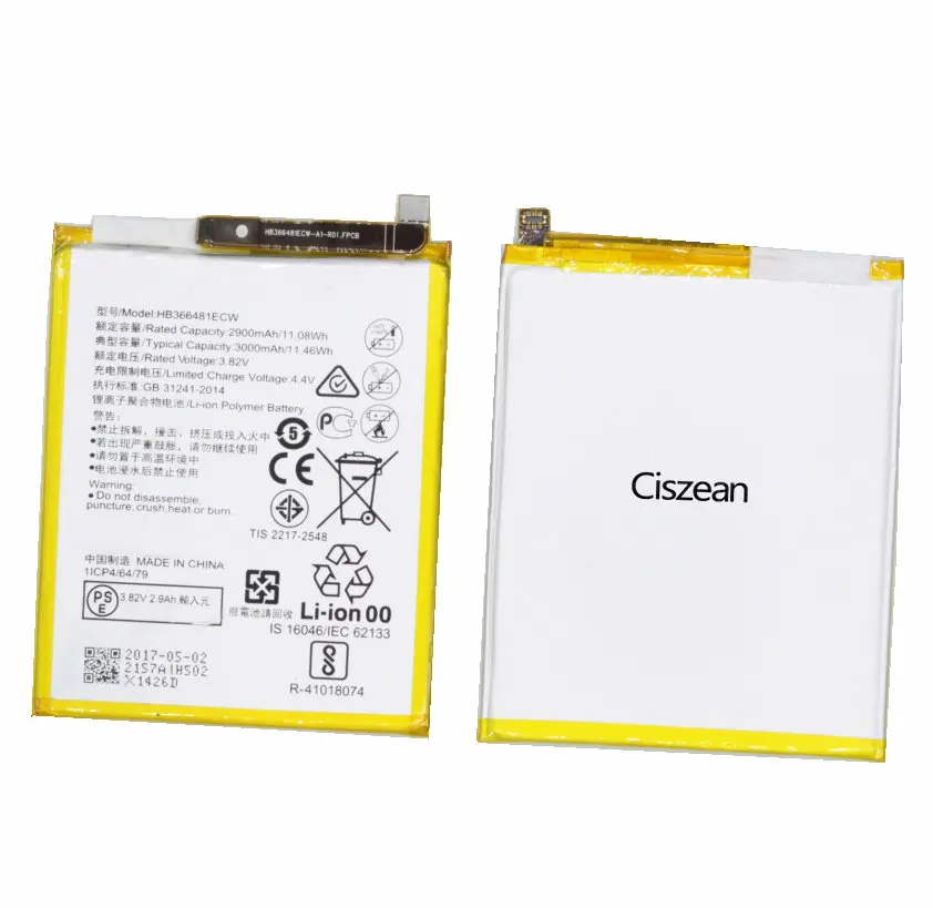 5 шт./лот 3000 мАч запасная батарея HB366481ECW для Huawei P9 Lite G9 Honor 8 5C VNS DL00 L23 Bateria Batterieij|battery