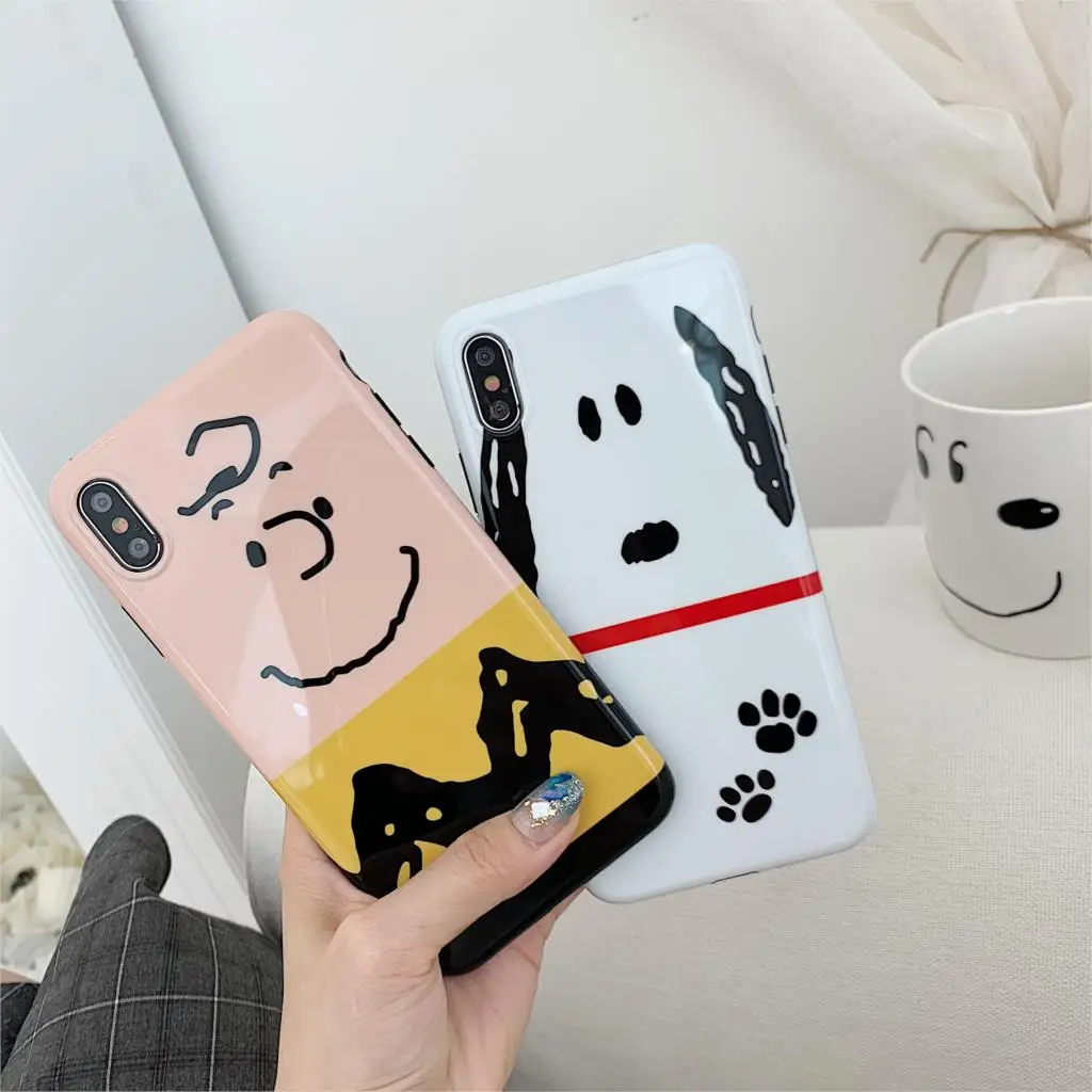 For iphone 7 Case IMD Cartoon Charlie Snoopy Phone iPhone X XR XS Max 6 6S 8 Plus 10 Cover Luxury Funda for Capa |