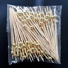 100 шт. 12 см бисером фрукты знак коктейль Десертная Вилка деревянные фруктовые закуска зубочистки шарик фрукты деревянная зубочистка