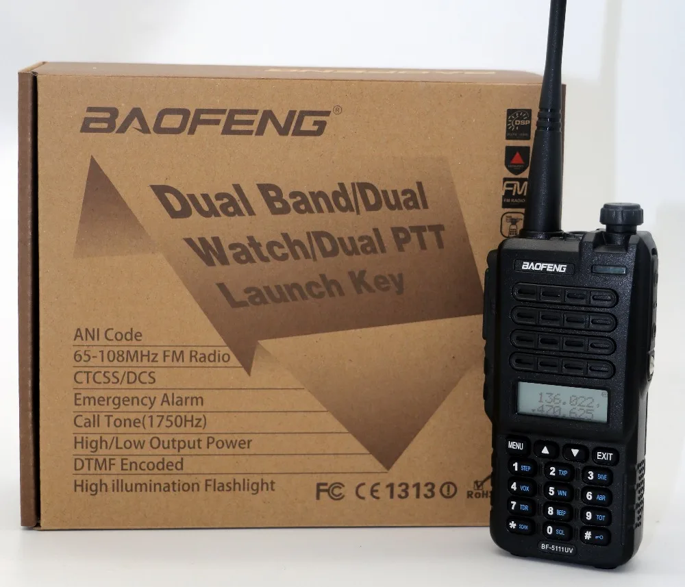 BaoFeng BF-5111UV рация CB радио 128CH 5 Вт двухдиапазонный двойной PPT портативный FM фонарик