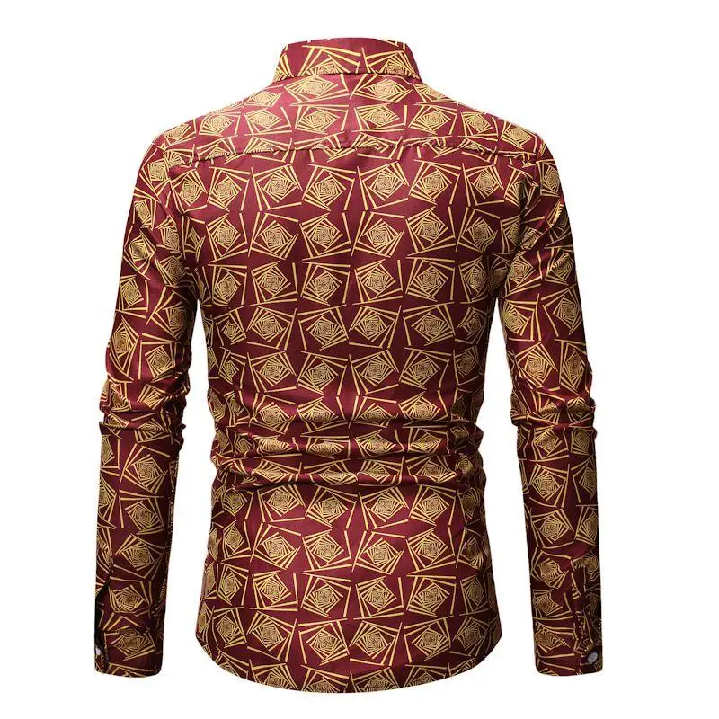 Mens Dress Shirts Plant flower Leisure Stage Hawaiian Shirt Long sleeve Blouse Men Black Red Blue |