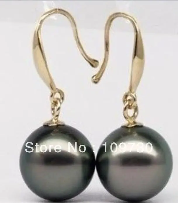 Круглые жемчужные серьги tahitian с черным корпусом 10 11 мм|shell pearl earrings|pearl shell earringsshell
