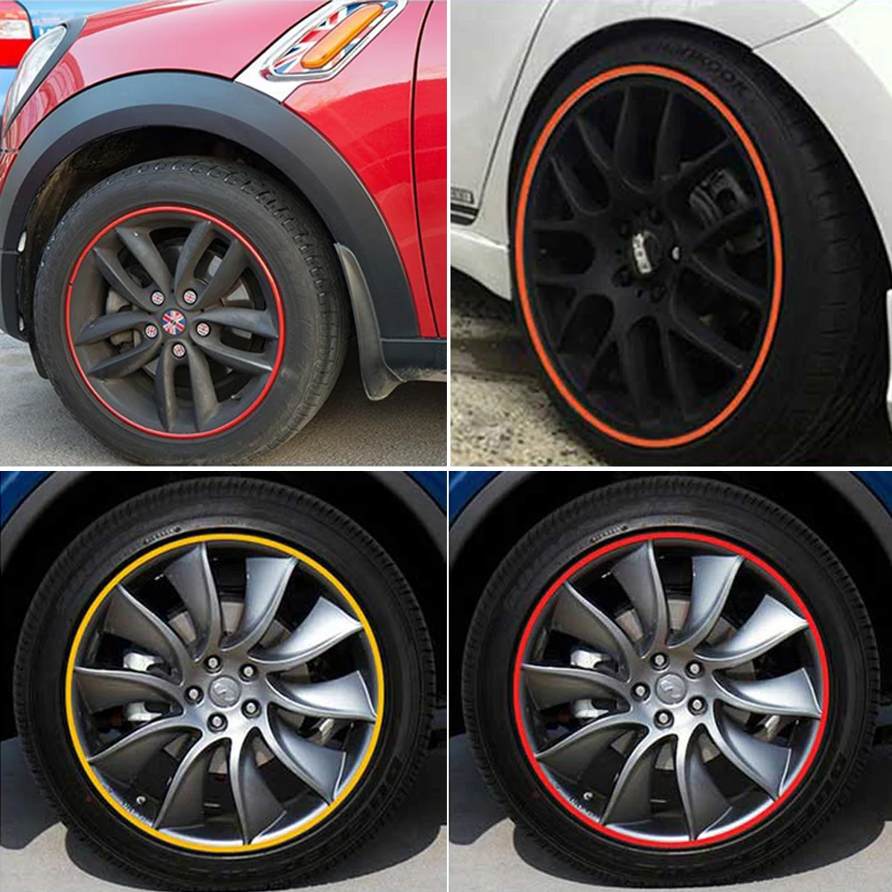 

runmade 8M Car Hub Trim Decoration Anti-Collision Strip Wheel Rim Protector Ring Wheel Tire Edge Changer Guard Stickers