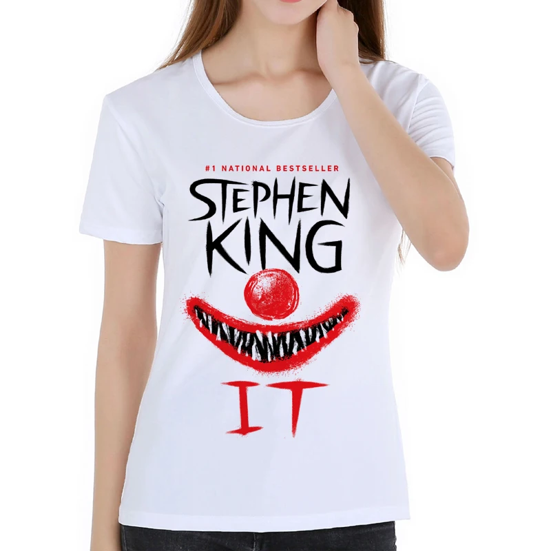 Новейший стиль женская футболка в стиле фильма Stephen King's It Pennywise топы футболки