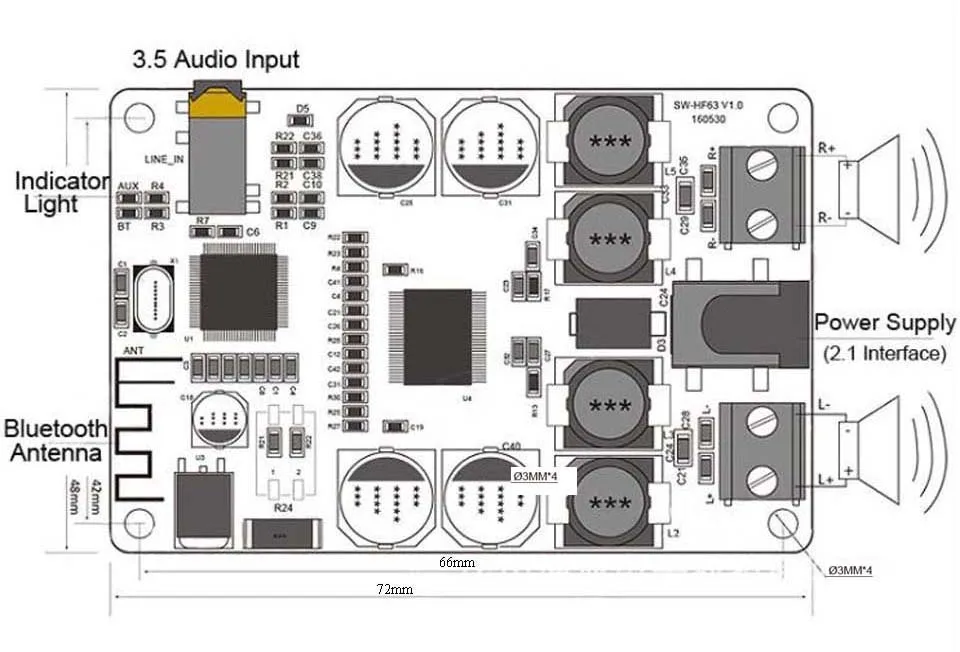 TDA7492P 2x25 Вт Bluetooth V2.1 Аудио приемник плата усилителя с интерфейсом AUX A8-019
