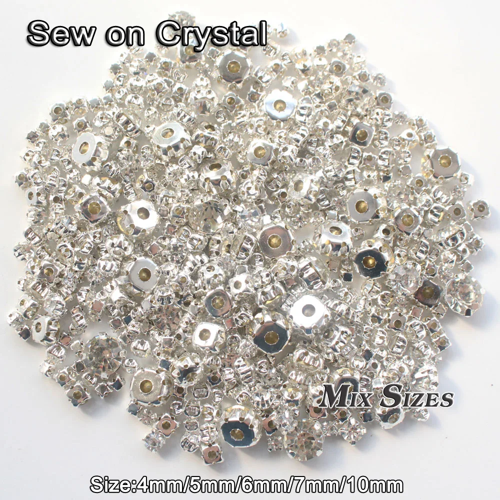 

2018 Silver/GOLD Claw mix sizes Sew on Clear Crystal Sewing on Rhinestone High Crystal STONE 3D Craft DIY for Garment bags