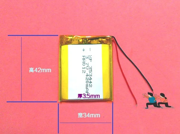 Новая горячая 353442 большая емкость 3 7 V полимерная литиевая батарея Li M301 MP3 420mah