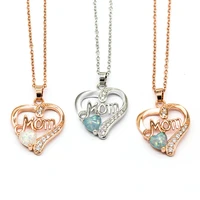 2019 new hot sale fashion opal mother crystal heart pendant necklace silver color jewelry for woman luxury mothers day gifts