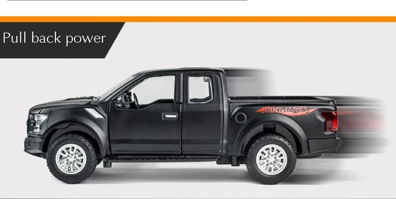 KIDAMI 1:32 Raptor F150 пикап игрушки для детей звук и свет MINIAUTO сплав литья под давлением модель автомобиля подарки