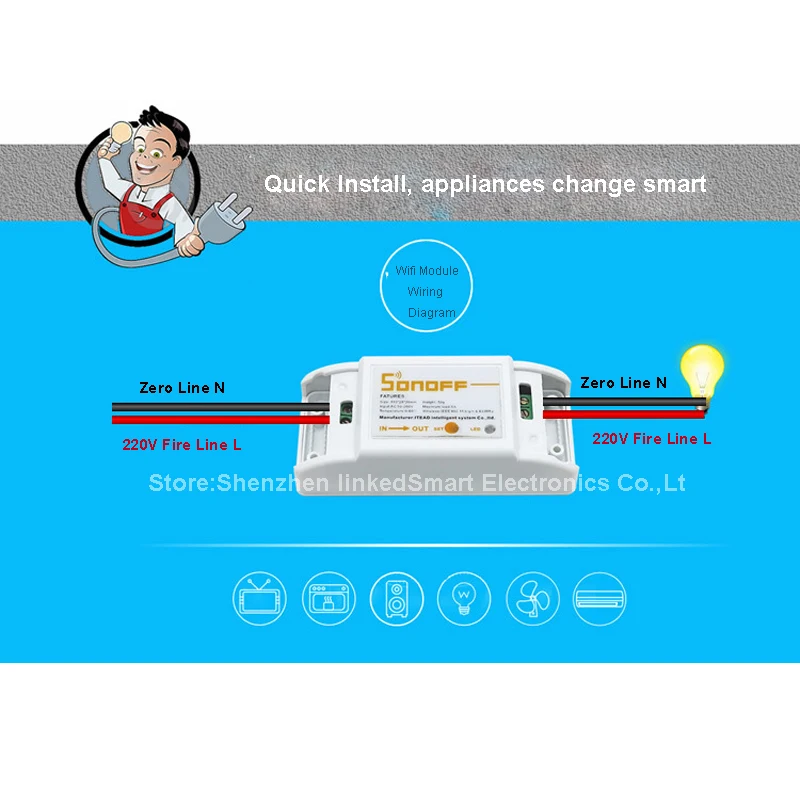 ITEAD sonoff Wi-Fi Беспроводной Дистанционное управление DIY Smart Switch rf433 универсальный