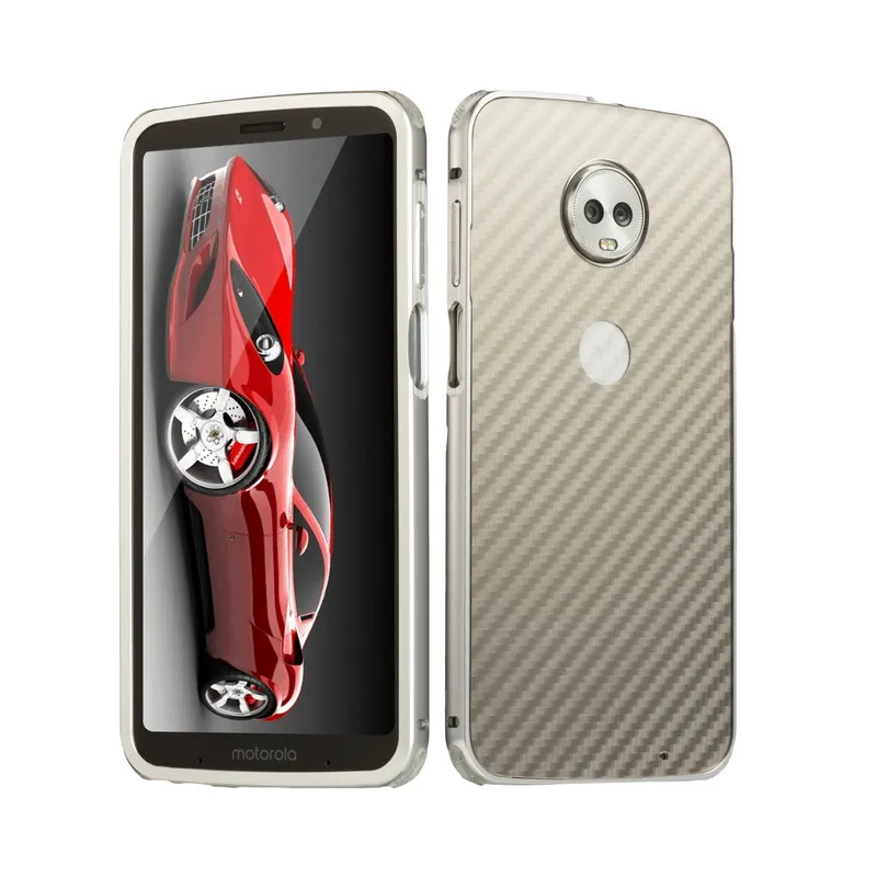 Silver Роскошный металлический бампер, Жесткий Чехол для Motorola MOTO Z3 Play Z2 Force 2в1, чехол из углеродного волокна для MOTO Z2 Play X4, чехол - Цвет: Silver