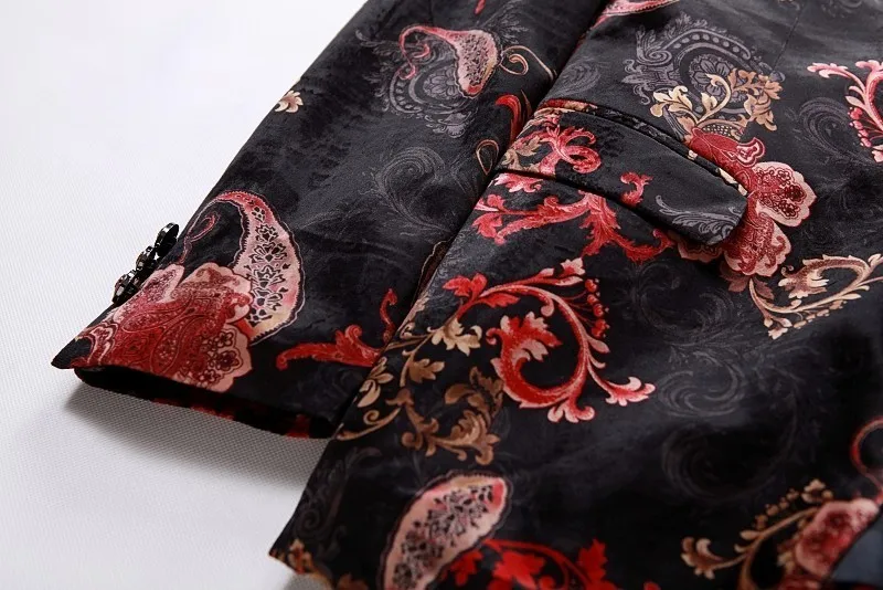 Блейзер бархатный мужской с двумя пуговицами и цветочным принтом|Пиджаки| |