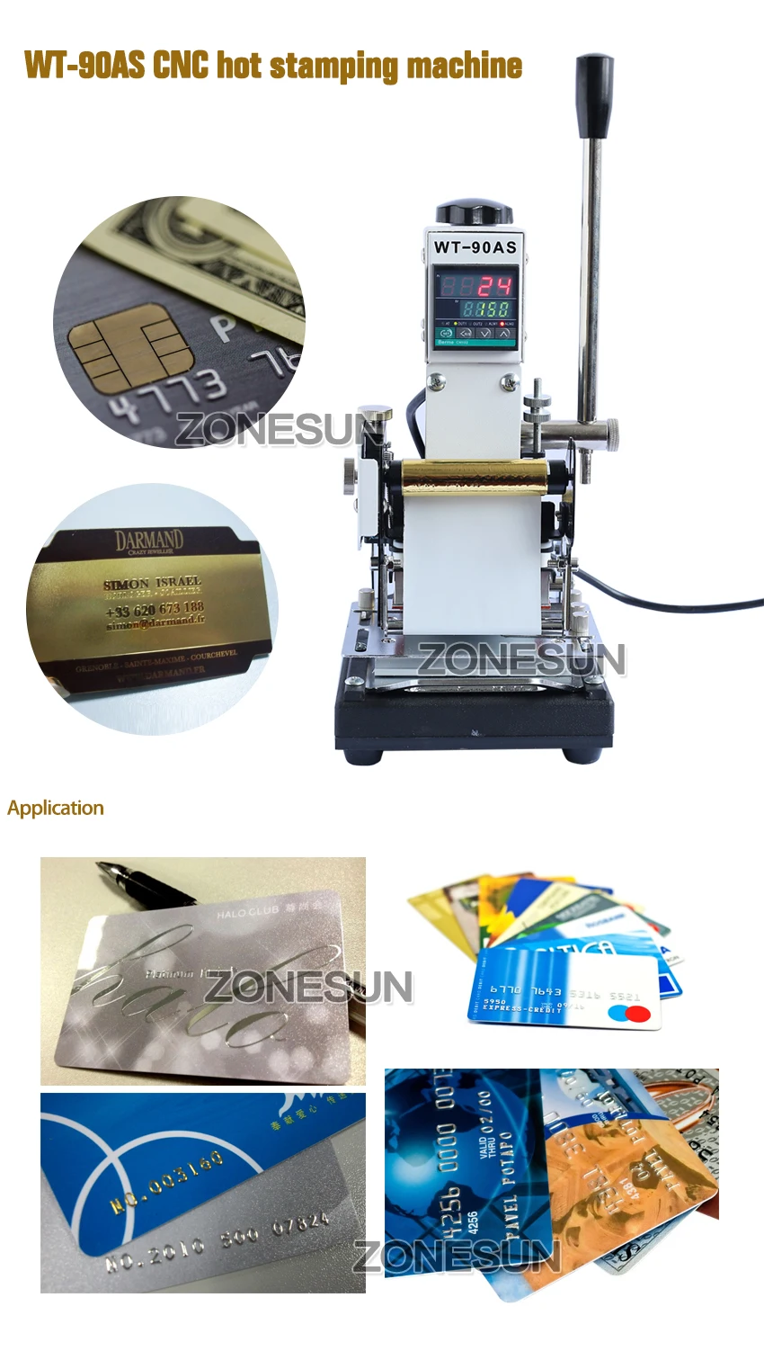 ZONESUN 220 V/110 V ручная машина для тиснения фольги машина карта Самосвальный тиснение машина для ID ПВХ карт