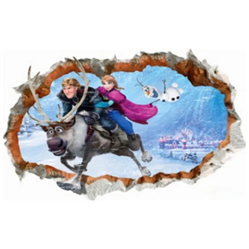 Принцесса Эльза снежинки через стену чтобы войти девушки украшение комнаты 3d