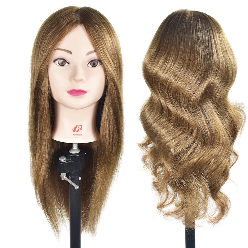 Training Head With Human Hair For Practice Dummy Hairstyles Long Hair And Natural Head Training For Hairdresser Mannequin Head