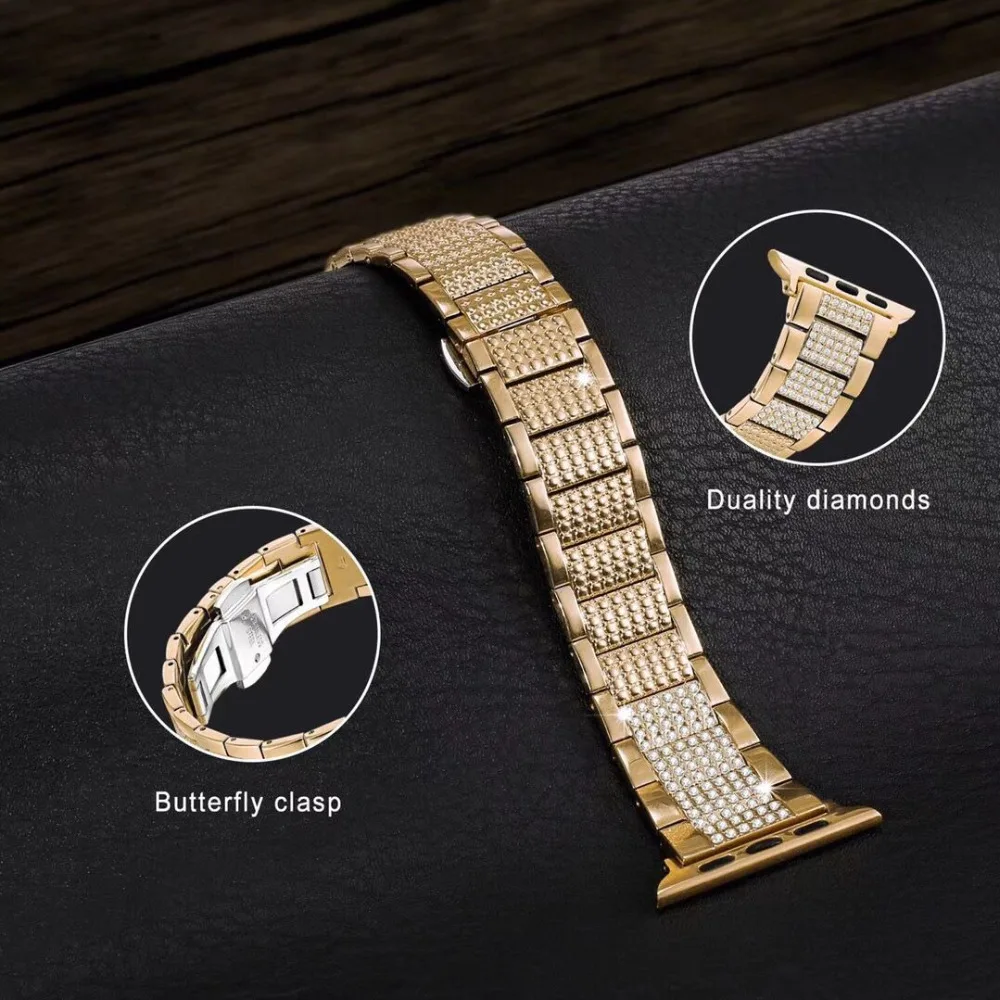 Браслет из нержавеющей стали с застежкой-бабочкой для Apple Watch 38/40/42/44 мм iwatch 5/4/3/2/1 |