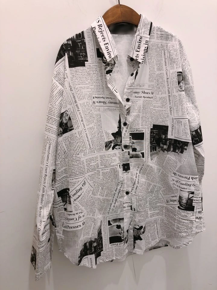 Женская блузка с буквенным принтом GRUIICEEN винтажная уличная длинным рукавом