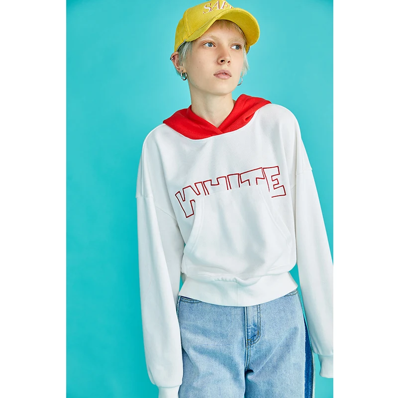 Toyouth New Autumn White Sweatshirts for Women Long Sleeve Ulzzang Hoodies Letters Printed Casual Pullover Harajuku Tops Moletom