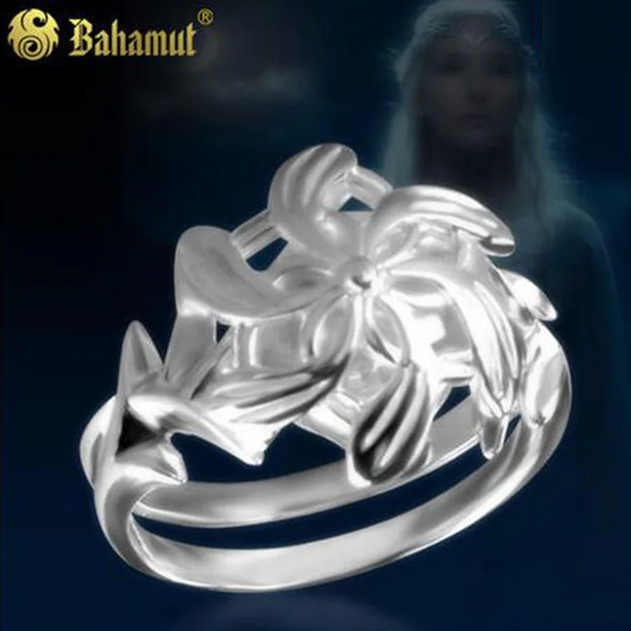 Bahamut кольцо LOTR серебряное Nenya Galadriel Lotr - S925 Стерлинговое Серебро в форме цветка