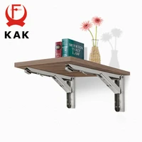 kak 2pcs folding triangle bracket stainless steel shelf support adjustable shelf holder wall mounted bench table shelf hardware