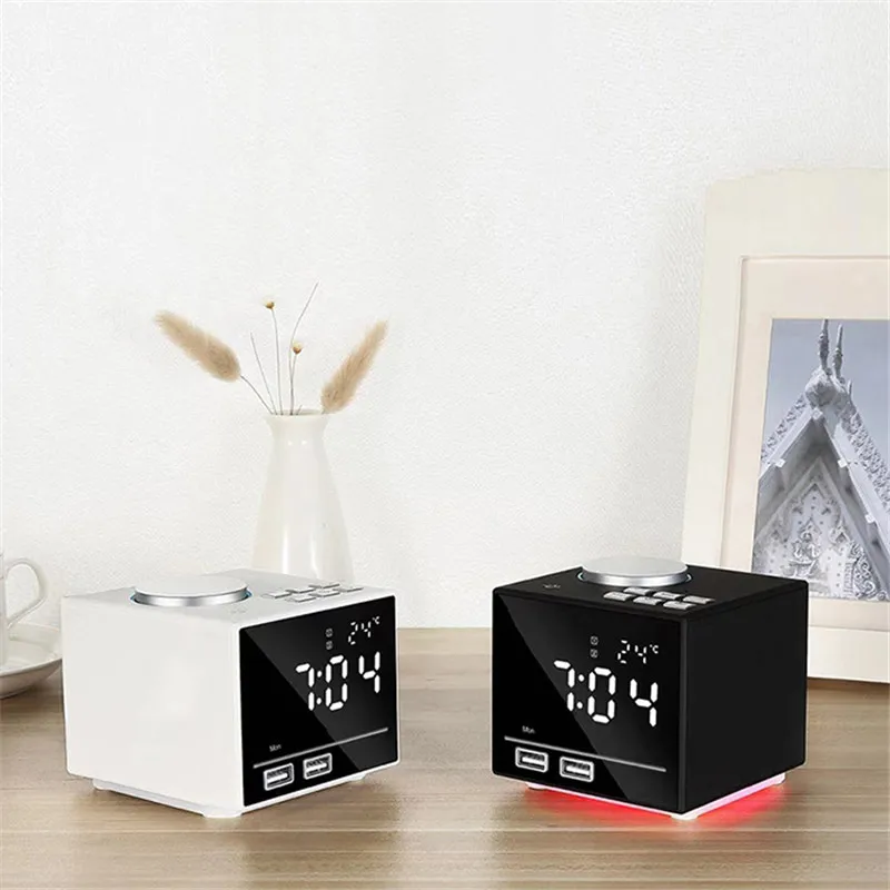 Креативный Ночной светильник Bluetooth будильник динамик с двойным USB интерфейсом