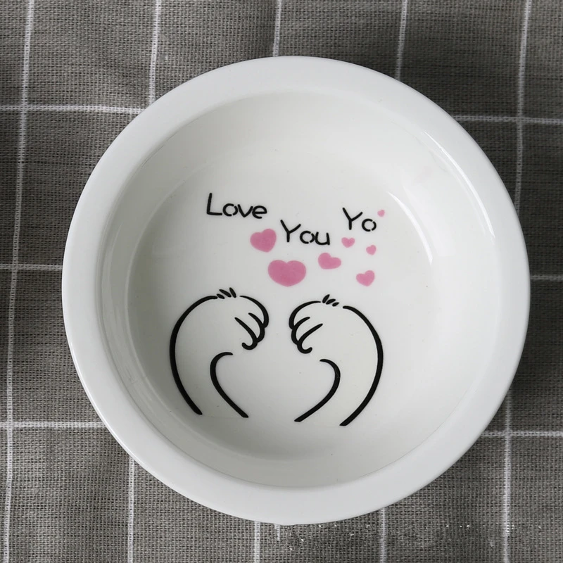 as picture Ceramic Bowl Pet Food Supplies Cute Cat Bowl Water Basin Dog Pot Pet Drinking Eat Bowl Round Ceramic Bowl Feeders Pet Supplies - Цвет: as picture