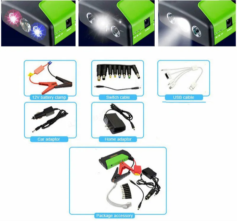 Пусковое устройство для автомобиля 50800 мА ч 12 В многофункциональное зарядное